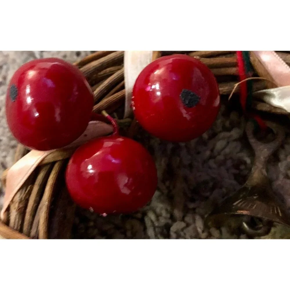 Miniature 5” Wreath Used Cherries Angel Brass Bell